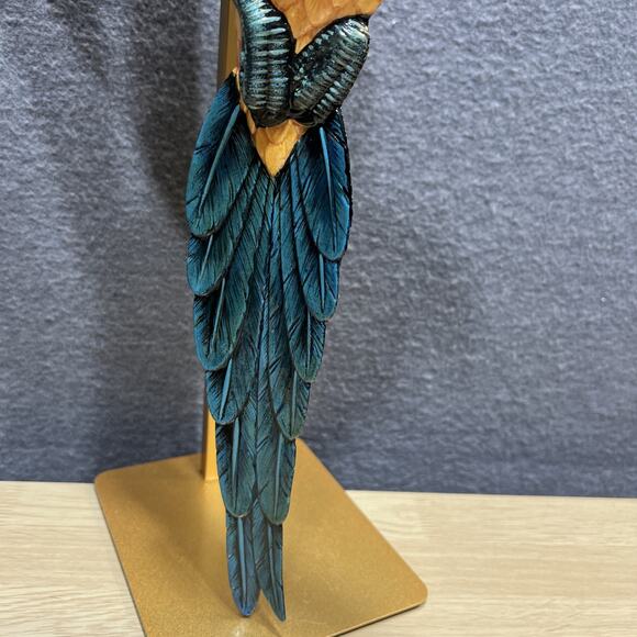 CIT Hand Painted 14” Yellow Parrot Bird On Branch Wall Mount Decor Sculpture - Picture 5 of 13